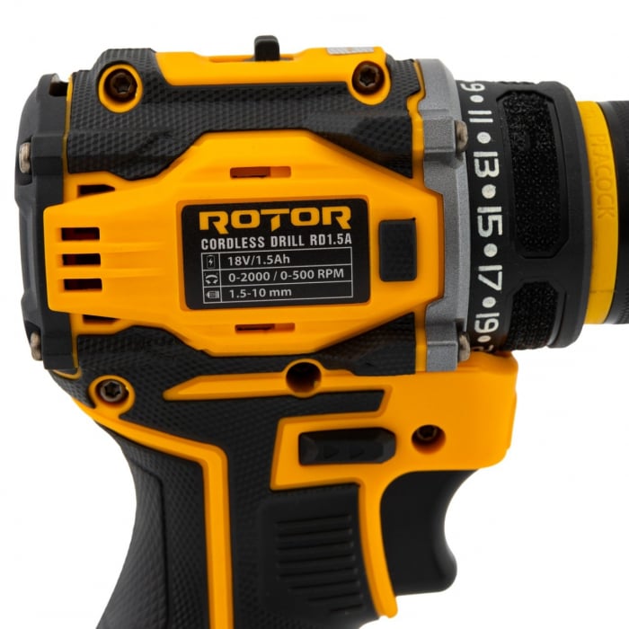 Autofiletanta pe acumulator Rotor, 18V/1.5Ah, 2000RPM, 2 Viteze, 19 Trepte cuplu, Dimensiune mandrina 1.5-10mm [8]