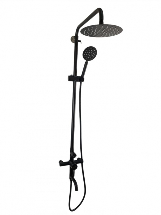 Baterie de baie cu coloana de dus MIXXUS SUS-009-J, otel inoxidabil, inaltime 120cm, Monocomanda, Neagra [2]