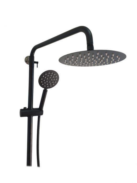 Baterie de baie cu coloana de dus MIXXUS SUS-009-J, otel inoxidabil, inaltime 120cm, Monocomanda, Neagra [4]
