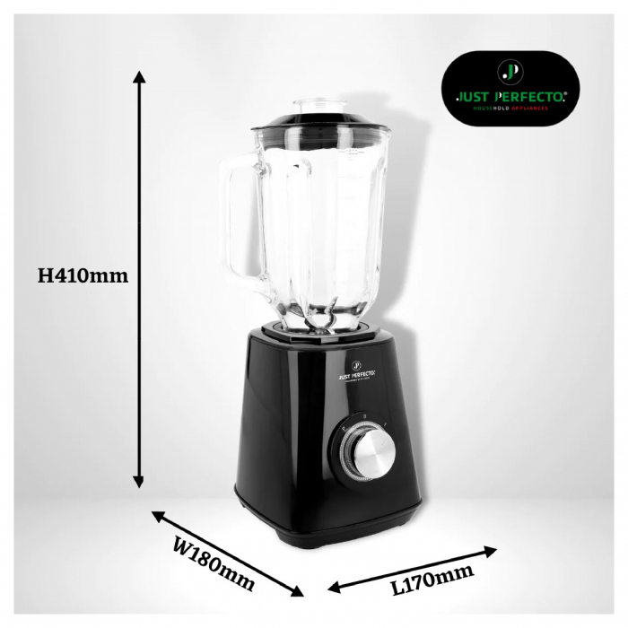 Blender cu pahar din sticla Just Perfecto JL-03, 1000W, Capacitate 1.5L, 2Viteze+Puls, Capac detasabil, Baza plastic [4]