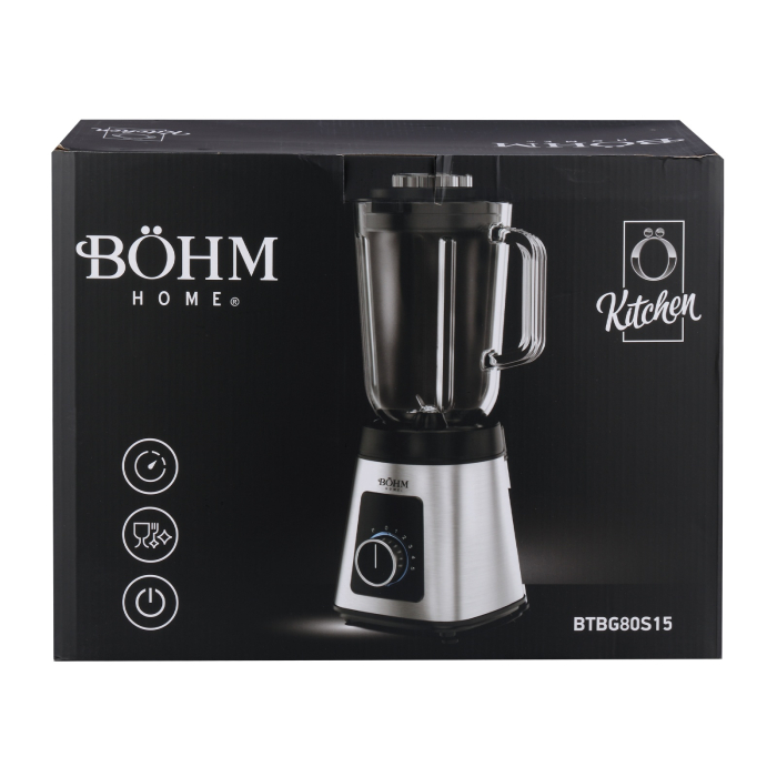 Blender de masa BOHM Home BTBG80S15, 800 W, 1,5 L, 5 viteze + Pulse, 6 lame [10]