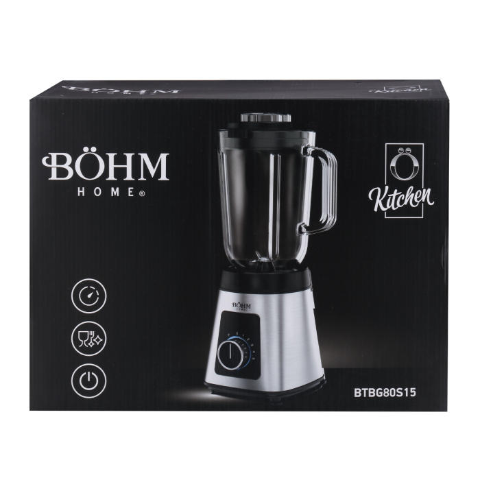 Blender de masa BOHM Home BTBG80S15, 800 W, 1,5 L, 5 viteze + Pulse, 6 lame [11]
