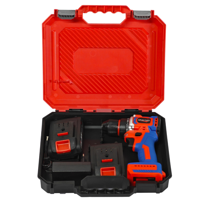 Bormașină cu acumulator DDT-KRISTAL 36V, 2 acumulatori Li-Ion 2.0Ah, motor fara perii (brushless), 2 viteze, cuplu reglabil, sistem autoblocaj,  valiză de transport [15]