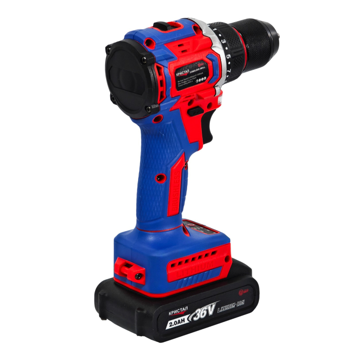 Bormașină cu acumulator DDT-KRISTAL 36V, 2 acumulatori Li-Ion 2.0Ah, motor fara perii (brushless), 2 viteze, cuplu reglabil, sistem autoblocaj,  valiză de transport [9]
