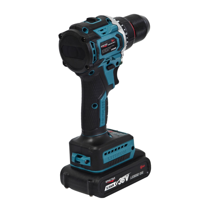 Bormașină cu acumulator DDT-KRISTAL 36V, 2 acumulatori Li-Ion 2.0Ah, motor fara perii (brushless), 2 viteze, cuplu reglabil, sistem autoblocaj,  valiză de transport [8]