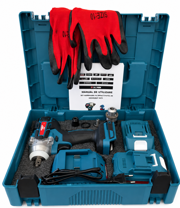 Masina de impact / Bormasina pe acumulator Altai Campion PRO, 48V / 6Ah, Brushless, 400 Nm, 2 Acumulatori, 3 Adaptoare incluse, Geanta de transport [6]