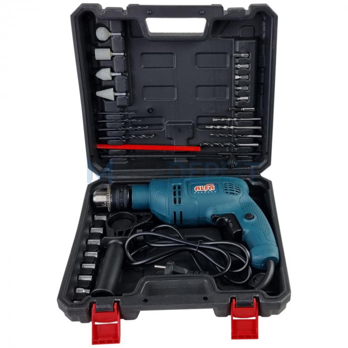 Bormasina de impact cu accesorii ALFA, 1100W, mandrina pana la 13mm [3]