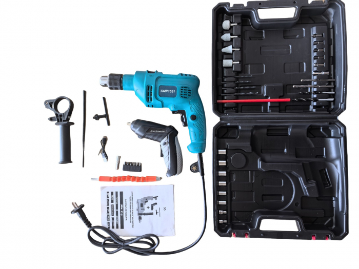 Bormasina electrica + Minifiletanta Campion, 35 piese incluse, Geanta de transport [2]