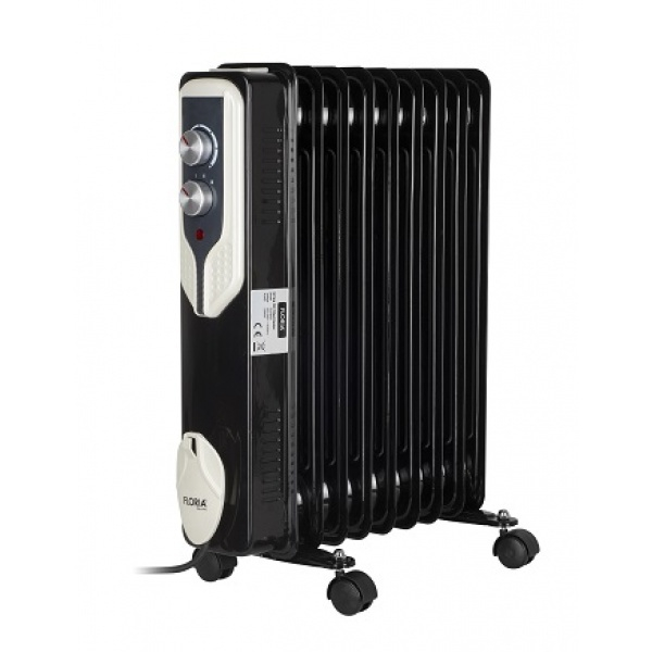 Calorifer electric cu ulei floria zln-3659, 2000w, 9 elementi, 3 trepte de putere, termostat reglabil, negru