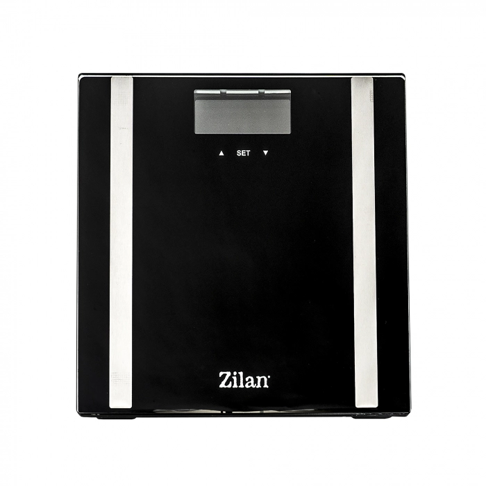 Cantar electronic de baie Zilan ZLN0423, Capacitate 180 kg, Digital, Display LCD, Sticla securizata, Negru