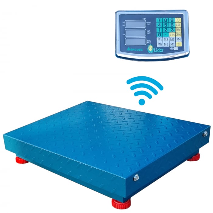 Cantar electronic Wi-Fi 600Kg, Mencoza Lider, cu acumulator, picioare ajustabile, Afisaj LCD, otel inoxidabil, platan 60X45