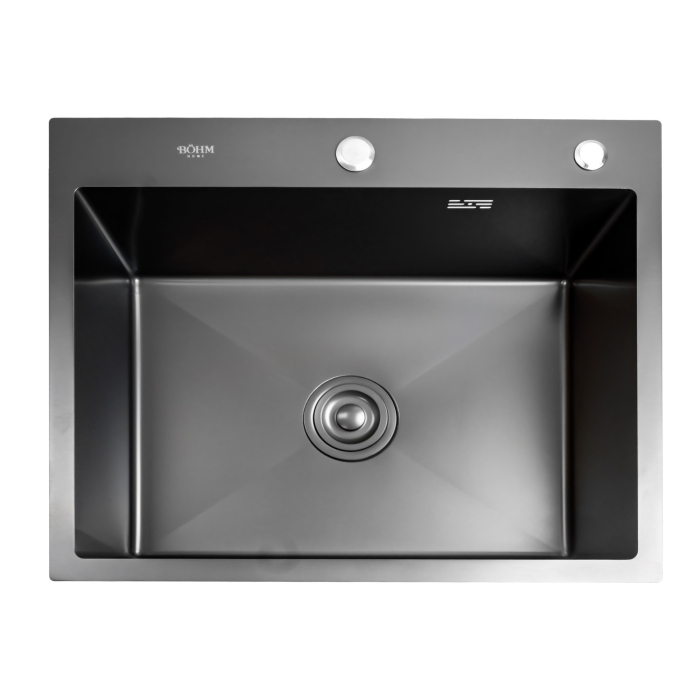 Chiuveta bucatarie BOHM BH6050BA, inox alimentar SUS304, 600 x 500 x 220 mm, finisaj Negru, sifon inclus [2]