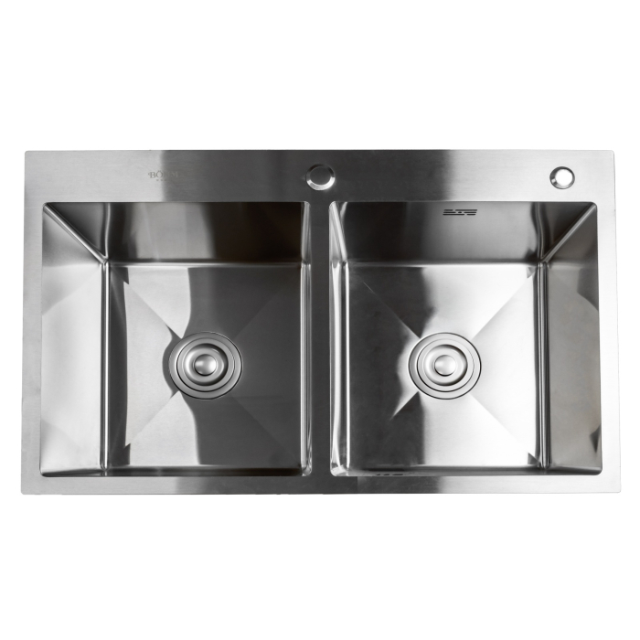 Chiuveta de bucatarie dubla din inox alimentar BH7849DS BOHM Satin 780x490x220 mm [5]