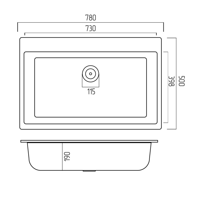 Chiuveta de bucatarie Elefant Premium Bogema, safari bej , 780 x 500 mm [6]