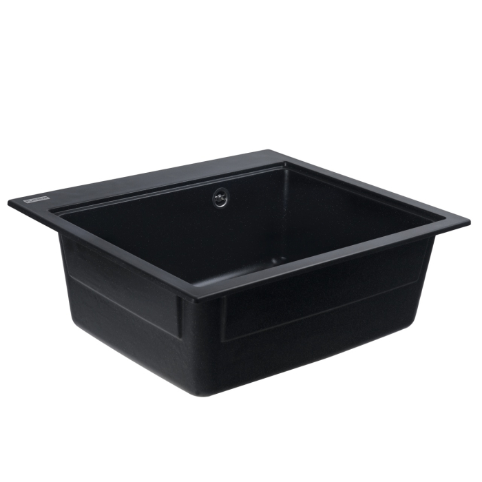 Chiuvetă din compozit de granit pentru bucătărie ELEFANT PREMIUM 5852 VESTA Negru metalic 580 x 518 mm [6]