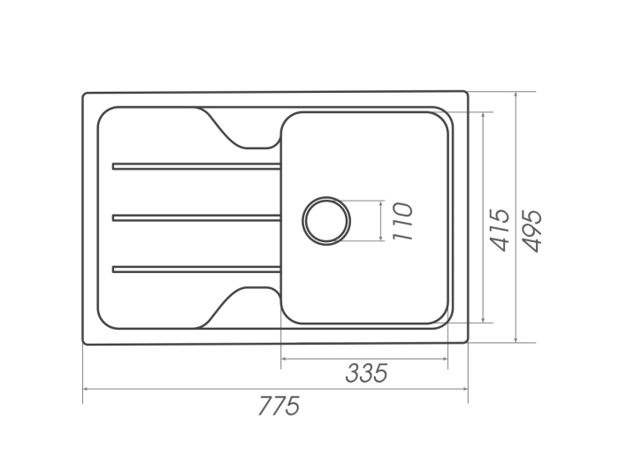 Chiuvetă din compozit de granit pentru bucătărie ELEFANT PREMIUM 7850 VERONA Bej 775 x 495 mm [3]
