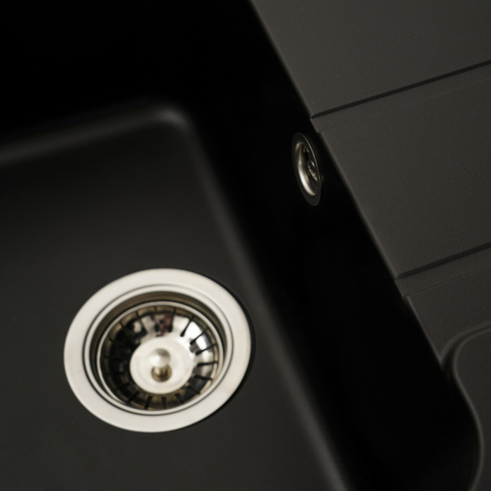 Chiuvetă din compozit de granit pentru bucătărie ELEFANT PREMIUM 7850 VERONA Negru 775 x 495 mm [6]