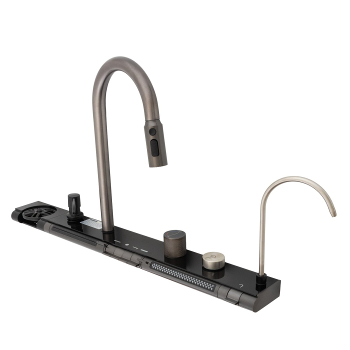 Chiuveta multifunctionala Mixxus, Cuva 220mm, Nano Black, Finisaj Decor, Otel inoxidabil [21]
