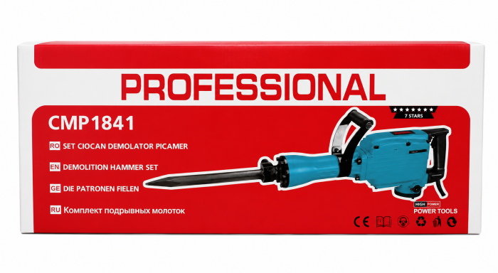 Ciocan demolator (Picamer) Uralmash Campion, 3500W, 1400RPM, 42J, 2 Dalte incluse, Cutie metalica de transport [13]