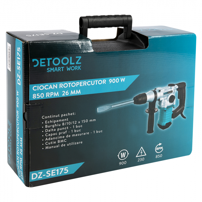 Ciocan rotopercutor Detoolz DZ-SE175, 900W, 850RPM, 26mm [10]