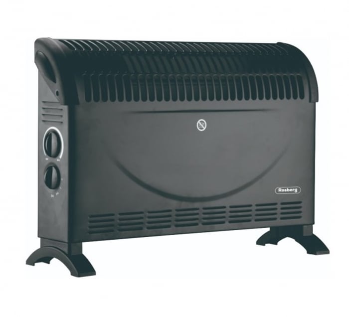 Convector caldura Rosberg, 2000W, 3 trepte putere, termostat, Negru