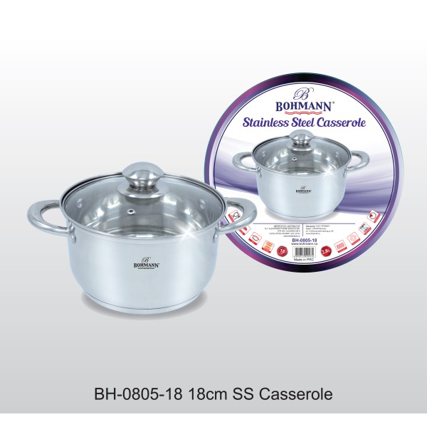 Cratita Cu Capac Sticla Termorezistenta Bohmann Bh0805 18 Inox 2 2l