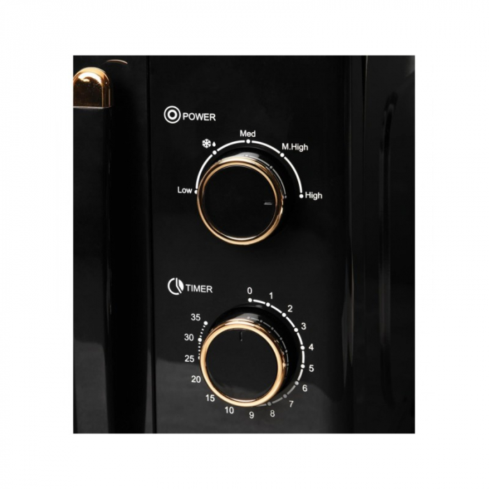 Cuptor cu microunde Oliver Voltz, 700W, 20L, 5 trepte incalzire, Timer, Functie decongelare, Negru/Auriu [8]