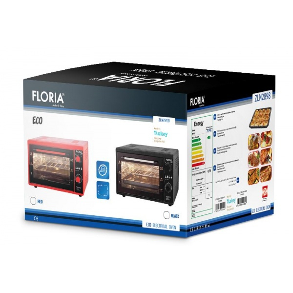 Cuptor electric Floria ZLN-2898, Capacitate 38L, 1500W, Gratar, Tava dreptunghiulara, Rosu [3]