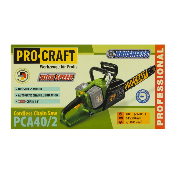 Drujba (Motofierastrau) pe acumulatori Procraft, 160W, 2x20V/4.0Ah, 5500RPM, Brushless, (fara acumulatori inclusi) [12]