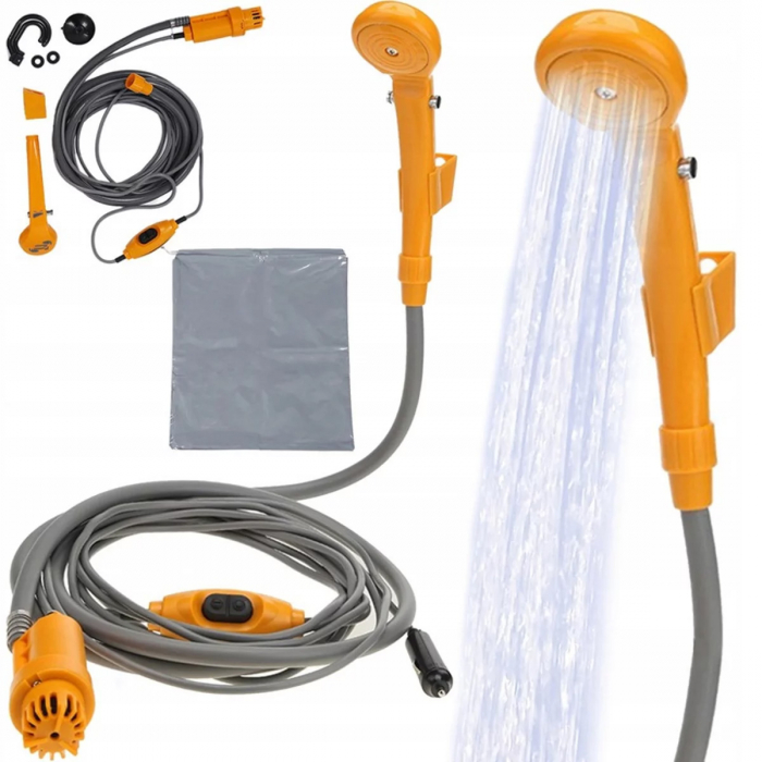 Dus portabil, pompa Mencoza, 3.5l/min, pentru camping, drumetii, spalat masina sau animale, alimentare auto DC 12V [6]