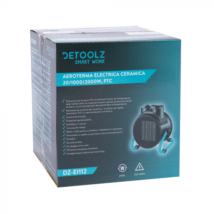 Aeroterma electrica ceramica Detoolz DZ-EI112, Smart Work, 2000W, PTC, 3 trepte [7]