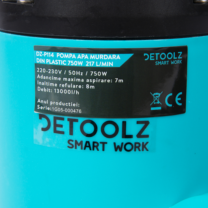 Pompa apa murdara Detoolz Smart Work DZ-P114, 750W, 	13500 l/h [4]
