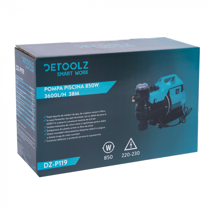 Pompa piscina Detoolz DZ-P119, 850W, 3600l/ora, 38m [5]