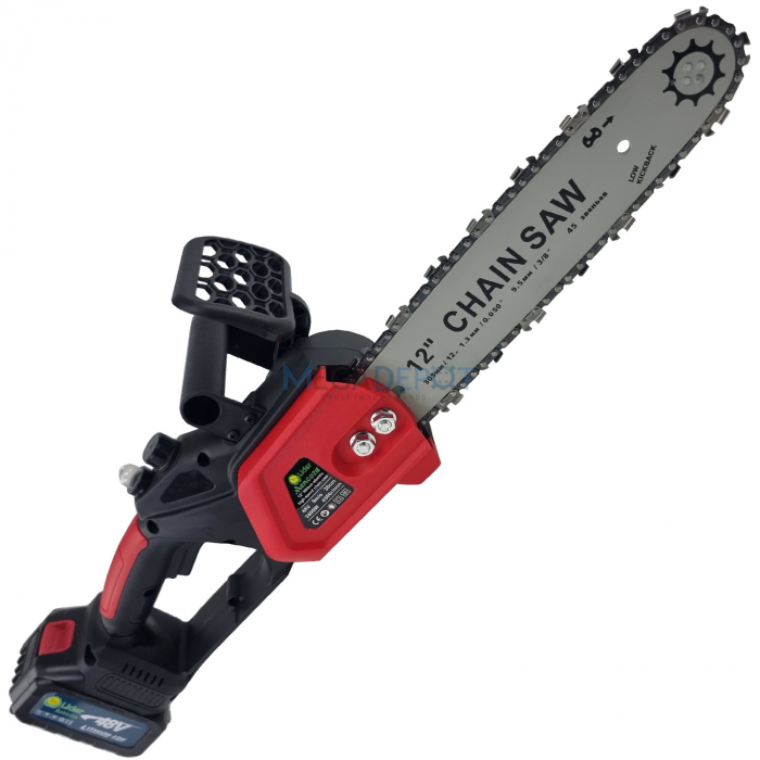 Fierastrau cu lant de mana pe acumulator Mencoza Lider, 48V, 6000mAh, lama 30cm, 2 acumulatori, utilizare cu o singura mana, ideala pentru constructii [2]