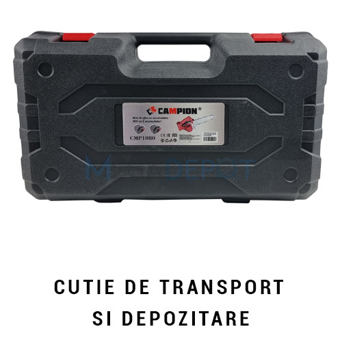 Fierastrau cu lant ( drujba ) pe acumulator Campion, 36V, 6000mAh, lama 30cm, 2 acumulatori, utilizare cu o singura mana, ideala pentru constructii [7]