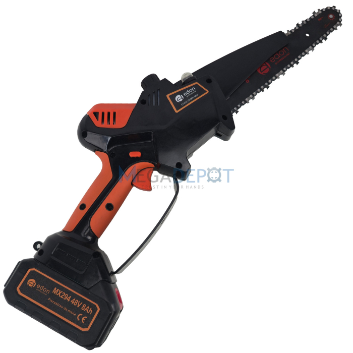 Fierastrau de mana (mini fierastrau) Edon Profesional 48V, 8Ah, Lama 25cm, Iluminare Led, Afisaj LCD, Ungere lant, 2 acumulatori, 2 lanturi, Incarcator, Geanta de transport [3]