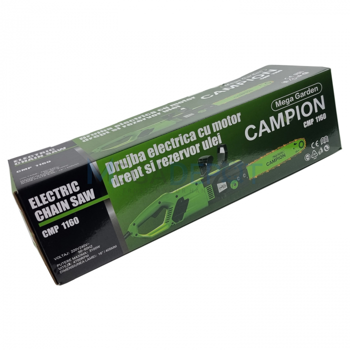 Fierastrau electric cu lant  MegaGarden Campion, 3100W, lant Gold 32 dinti, lama verde40cm Professional Series, motor drept, rezervor de ulei [3]