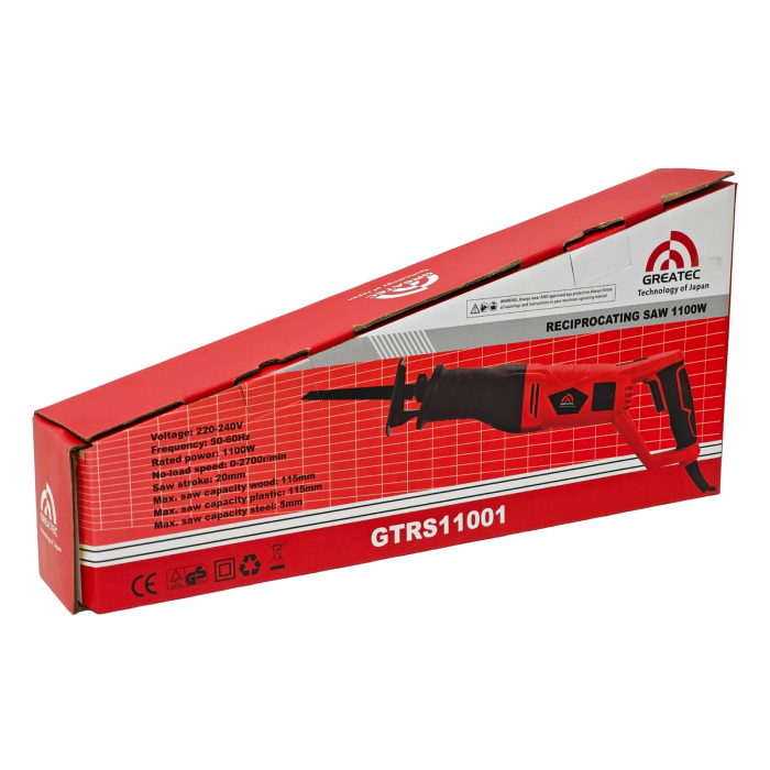 Fierastrau pendular tip sabie DDT Greatec, Adancime de Taiere 115 mm Lemn, 5mm Otel, 12mm Aluminiu, 1100 W, Viteza Variabila 2700 rpm [3]