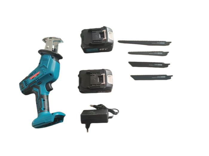 Fierastrau tip sabie cu acumulator, 48V, 2 acumulatori, 4 panze, geanta de transport [2]