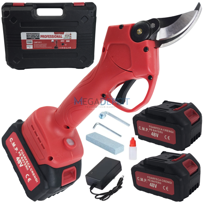 Foarfeca de taiat crengi, pe acumulator, 48V/8Ah, 2 acumulatori, Accesorii incluse, Geanta de Transport [2]