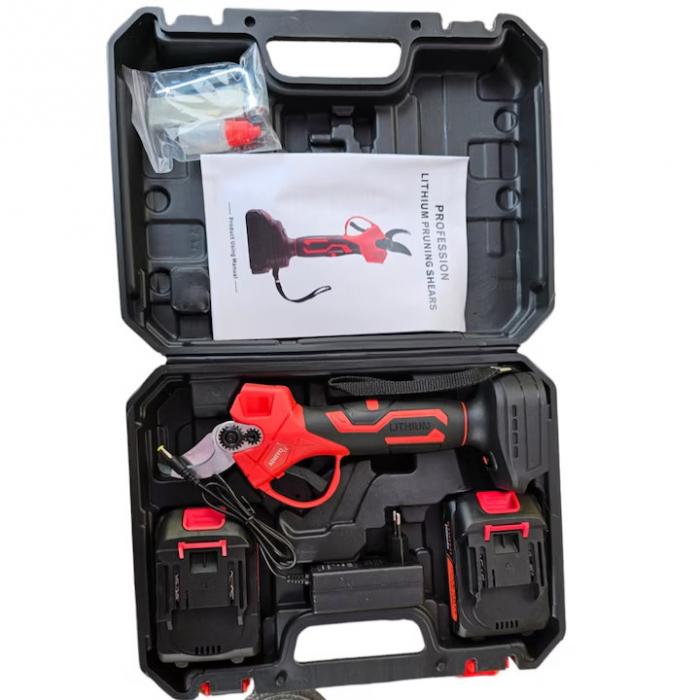 Foarfeca electrica pentru crengi KIMIYO 21V/2Ah, 2 acumulatori, incarcator, geanta transport [3]