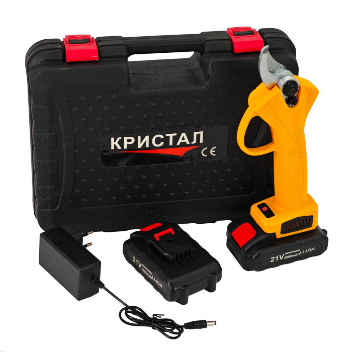 Foarfeca electrica pentru vita de vie, crengi DDT-CRISTAL, cu 2 Acumulatori 21 V, 2000 mAh