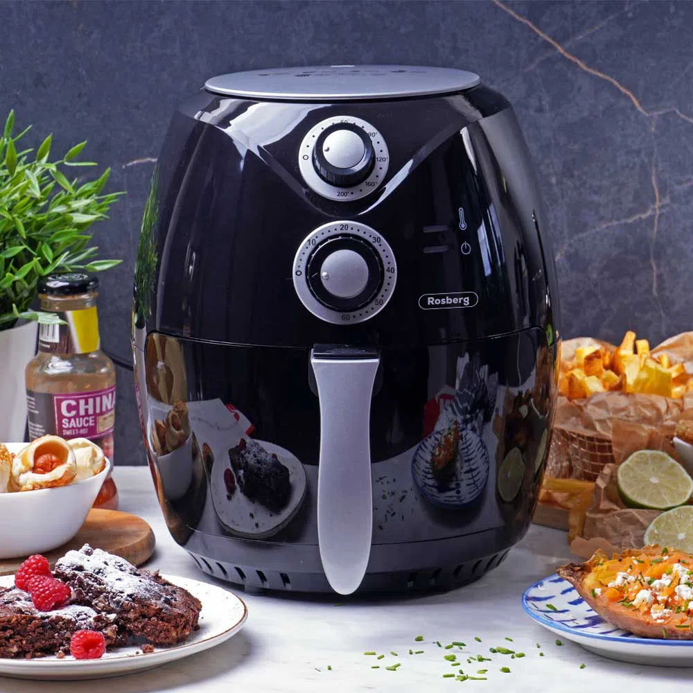 Friteuza cu aer cald Rosberg RP51980C, 1600W, 3L, Reglare temperatura 80-200°C, Temporizator, Neagra [9]