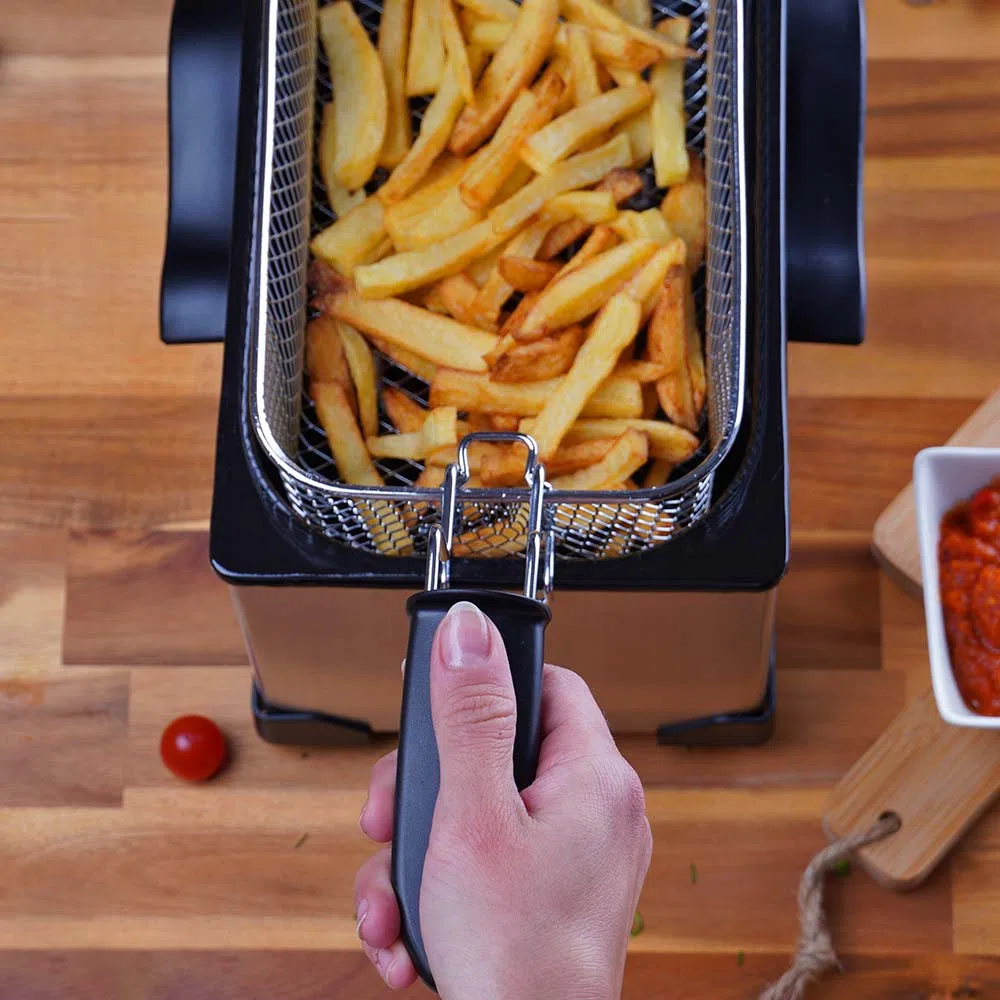 Friteuza Voltz V51980E, 2200W, Capacitate 3L, Termostat reglabil, 190°C, Inox, Argintiu/Negru [5]