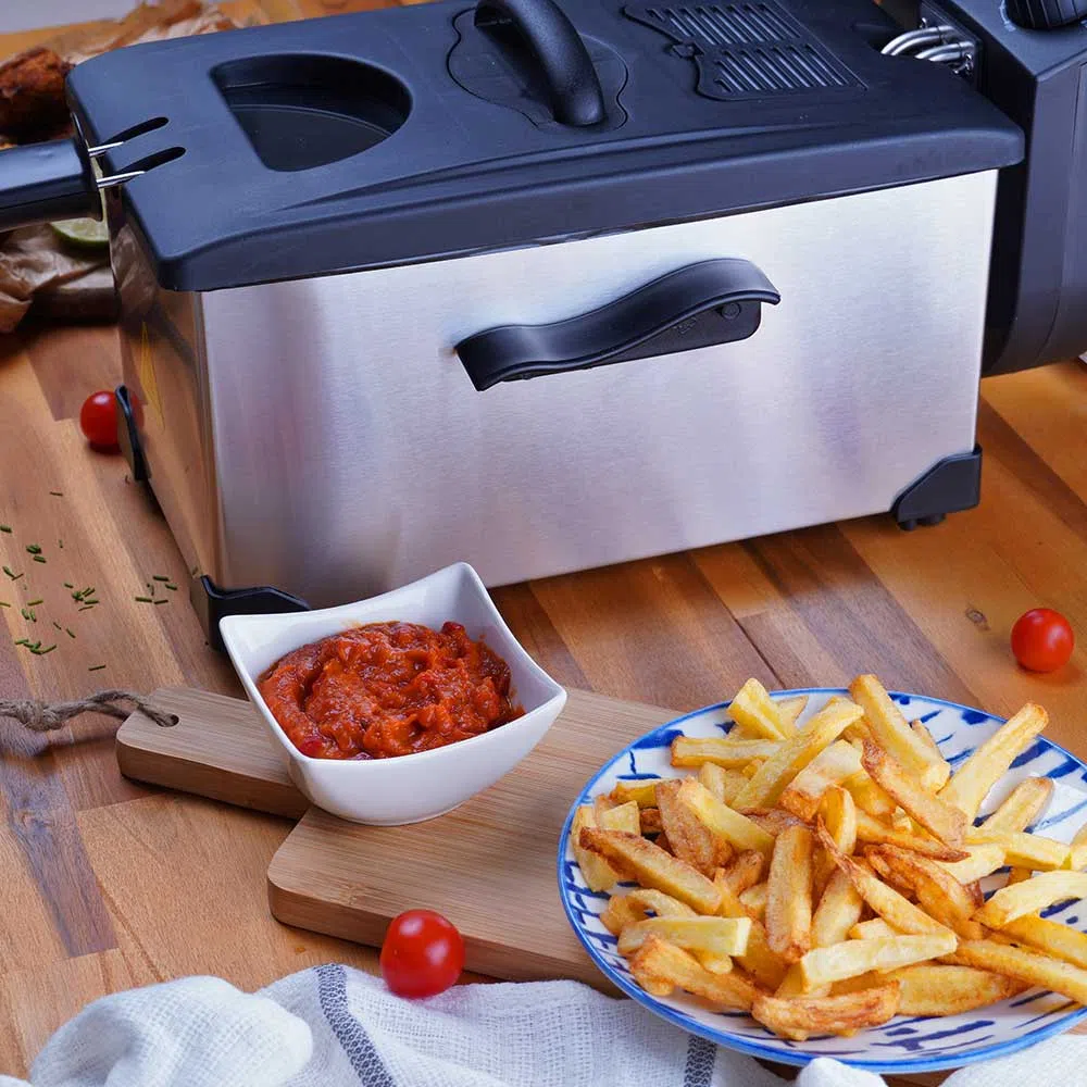 Friteuza Voltz V51980E, 2200W, Capacitate 3L, Termostat reglabil, 190°C, Inox, Argintiu/Negru [8]