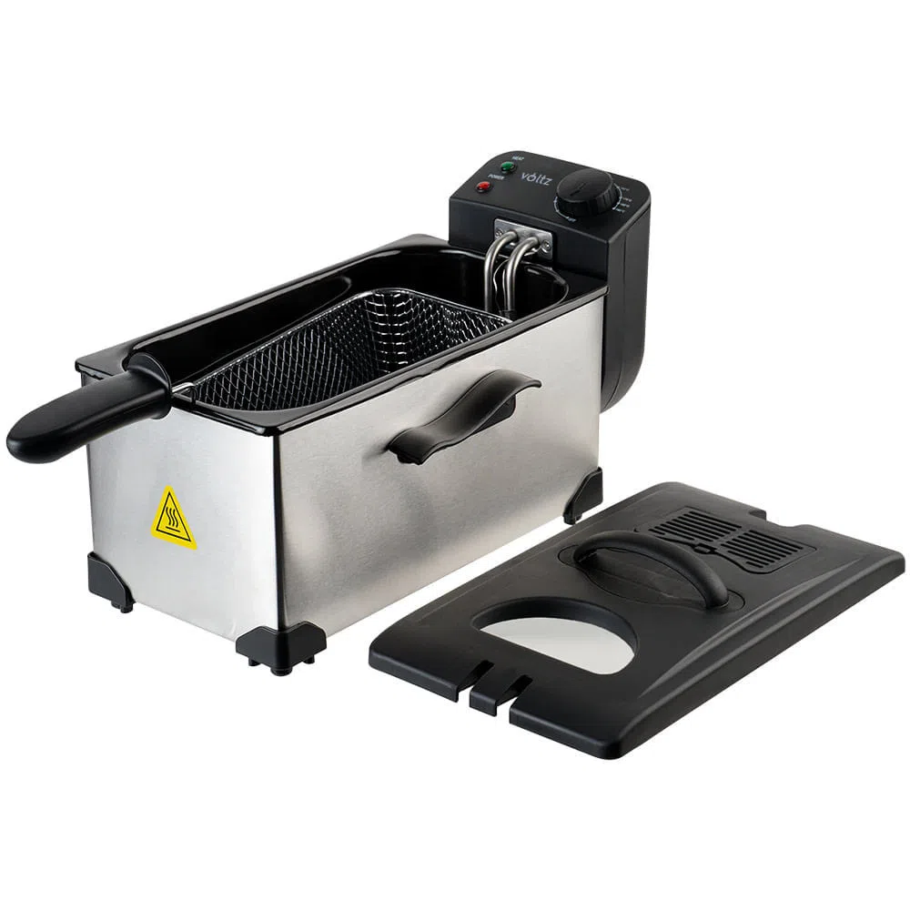 Friteuza Voltz V51980E, 2200W, Capacitate 3L, Termostat reglabil, 190°C, Inox, Argintiu/Negru [3]