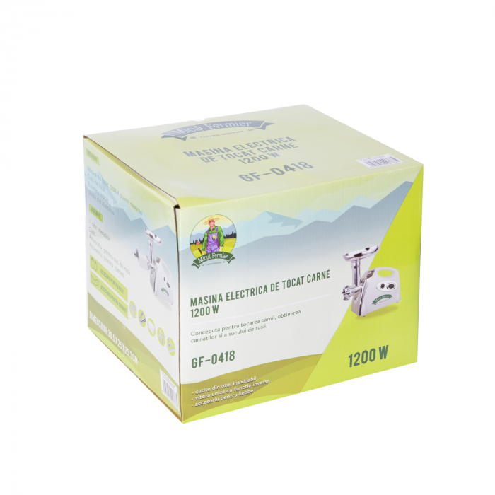 Masina electrica de tocat carne MGB-080 - Micul Fermier GF-0418, Alba, 1200W, 1.6 kg/min. [5]