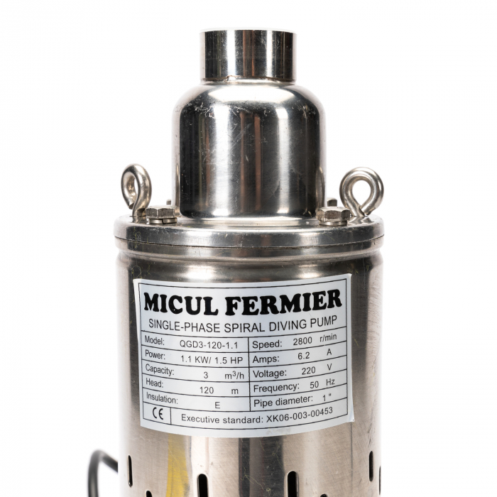 Pompa apa submersibila, de adancime Micul Fermier QGD3-120-1.1KW, tun [2]