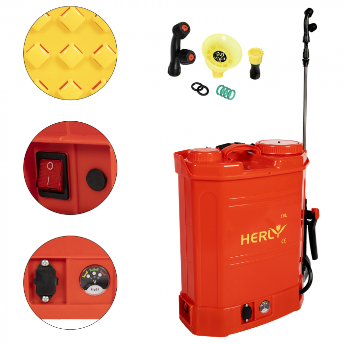 Pompa de stropit cu acumulator HERLY GF-1227, 16L, Rosie [5]