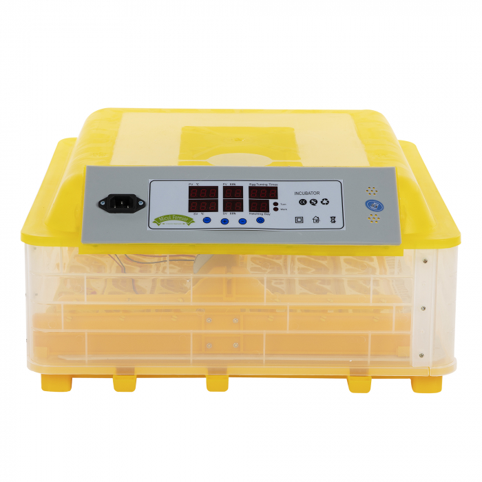 Incubator automat  Micul Fermier GF-1257, 180W, 48oua gaina/132oua prepelita  Incubatorul automat  Micul Fermier GF-1257, 180W, este construit pe principiul incubatorului de suprafata, ouale fiind asezate intr-un singur strat. Carcasa, din masa plastica termoizolanta, asigura pastrarea temperaturii interioare. Incalzirea este asigurata de o rezistenta electrica termostatata.  Capacitatea lui este de 48 oua gaina si 132 oua prepelita.  CARACTERISTICI GENERALE/ SPECIFICATII TEHNICE  Tip produs: Incubator oua Brand: Micul Fermier Afisaj digital: DA Capacitate: 48oua gaina/132oua prepelita Control temperatura: Automat Control umiditate: Automat Dispozitiv intoarcere: Automat Material de costructie: Plastic Carcasa:  Masa plastica termoizolanta UM/PCS: 1 Temperatura mediului ambiat: +20gradeC Umiditatea mediului ambiat: 0.85 Putere (W): 180W Tensiune alimentare: 220V   ACCESORII INCLUSE   1 x  Incubator automat  Micul Fermier GF-1257, 180W, 48oua gaina/132oua prepelita [2]